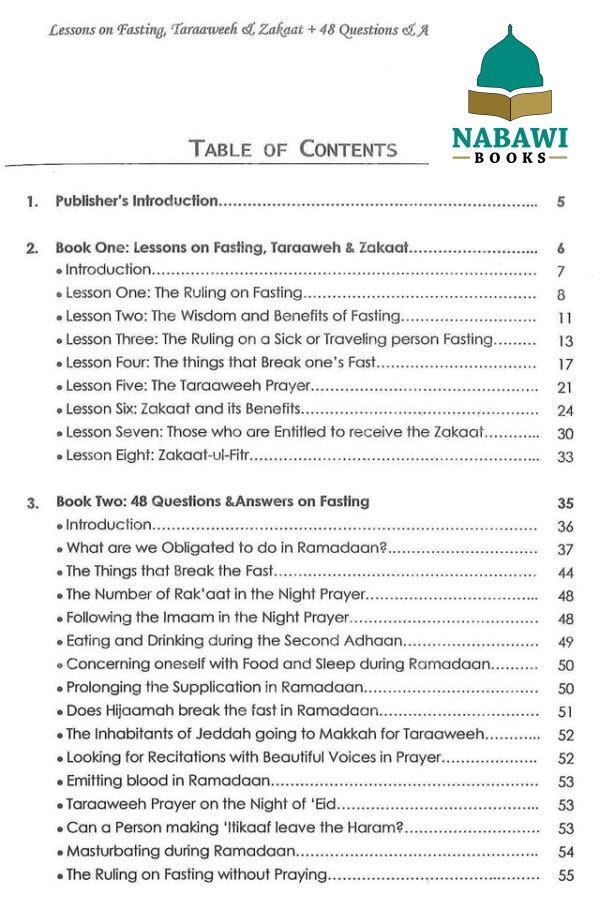 lessons on fasting taraaweeh zakaat