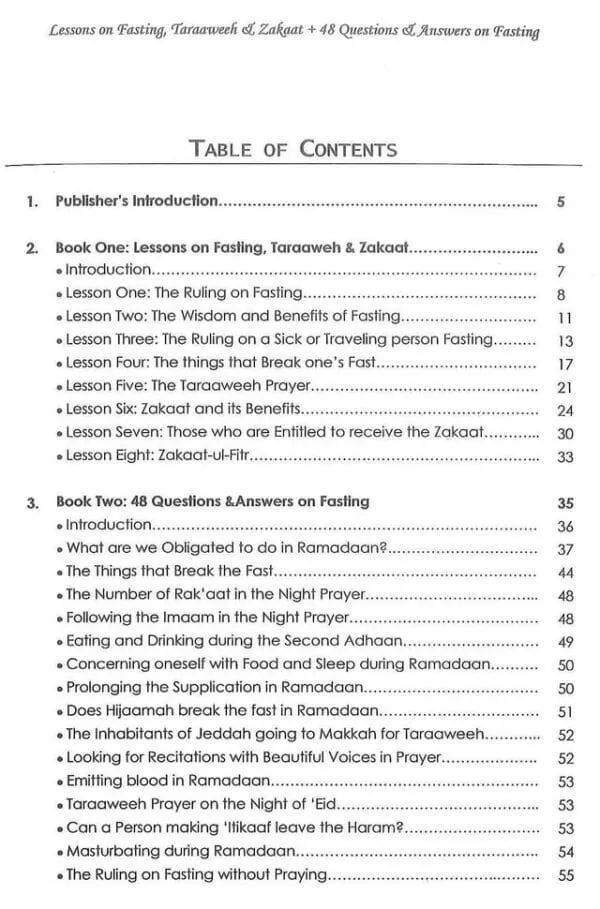 lessons on fasting taraaweeh zakaat